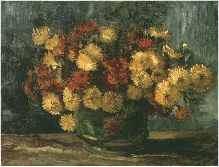 Bowl With Chrysanthemums Van Gogh Oil Painting